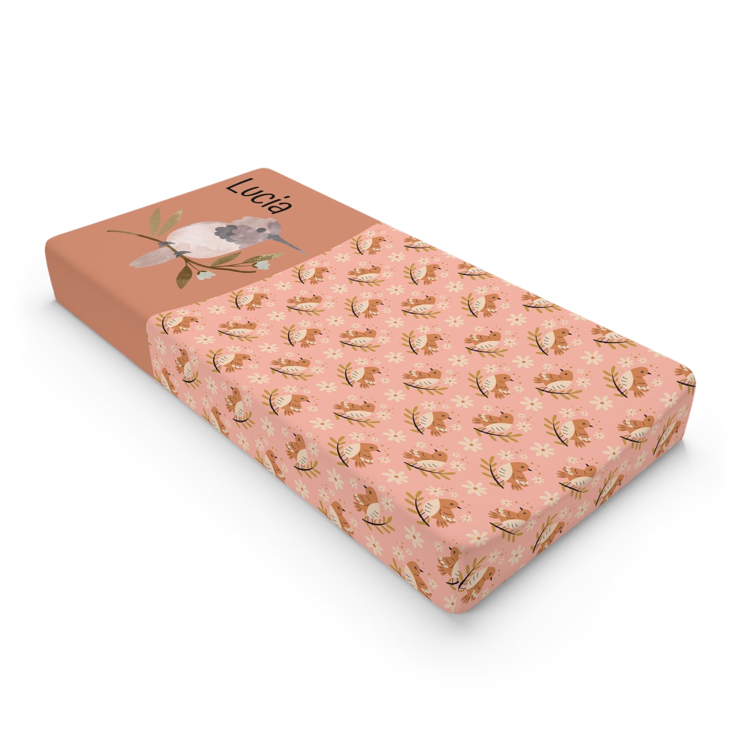 Floral Fawn Baby Changing Pad Cover — Personalized Nursery Changing Mat