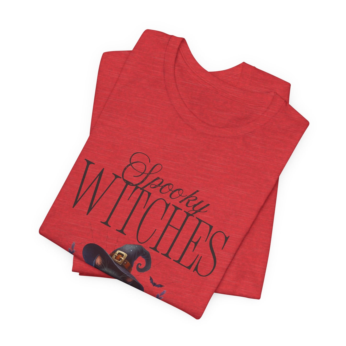 Spooky Witches Halloween Tee, Unisex Short Sleeve Shirt, Witch T-Shirt, Halloween Costume Top, Cat Lovers Gift, Fall Fashion