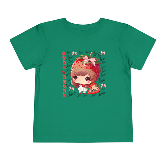 Cute Strawberry Love Toddler Tee, Baby Summer Shirt, Kids Gift, Fruit Graphic Tee, Toddler Outfit, Birthday Gift