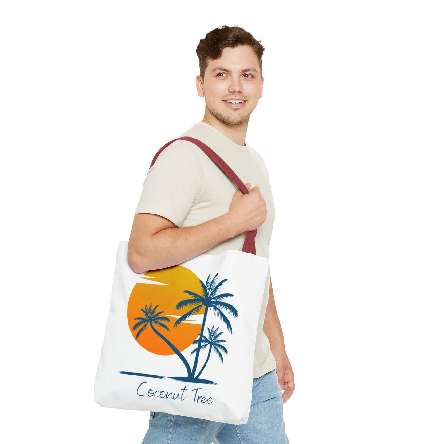 Coconut Tree Tote Bag — Tropical Sunset Beach Canvas Tote