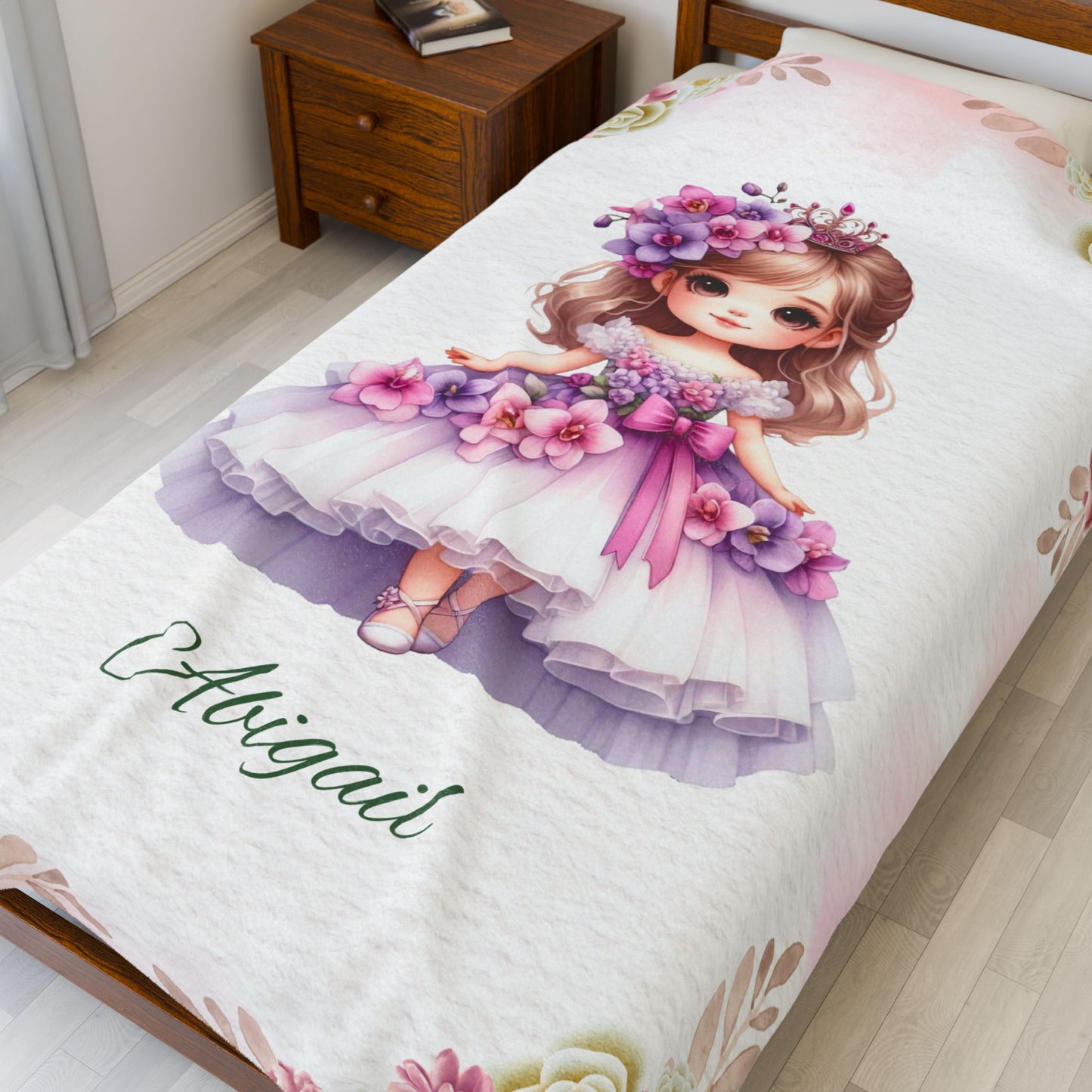 Personalized Velveteen Plush Blanket - Custom Flower Girl Gift, Kid's Blanket, Cozy Throw, Nursery Decor, Birthday Present