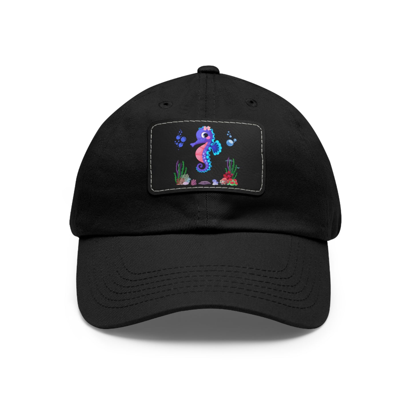 Seahores playful under the sea Dad Hat with Leather Patch (Rectangle)