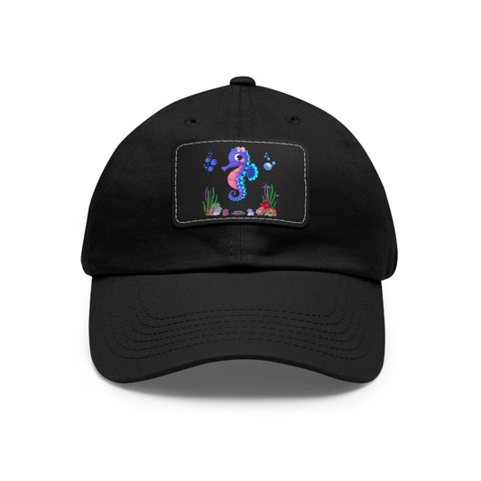 Seahores playful under the sea Dad Hat with Leather Patch (Rectangle)