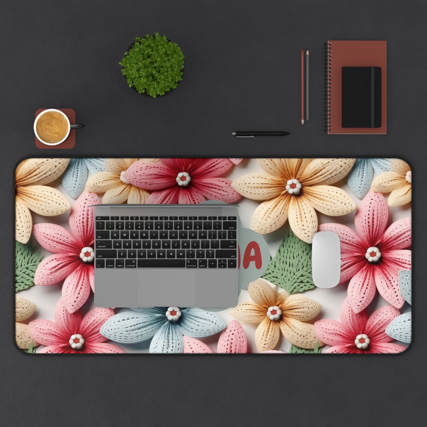 Mama Floral Desk Mat — Colorful Knitted Flower Mouse Pad for Mom, Mother's Day Gift