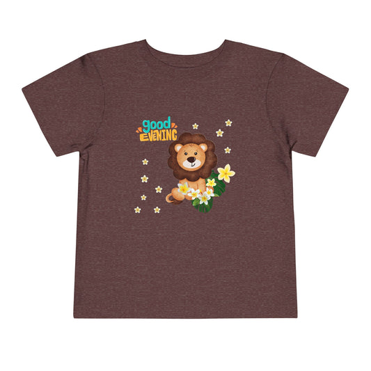 Toddler Lion Graphic Tee - Cute Short Sleeve T-Shirt for Kids, Fun Toddler Gift, Birthday, Playtime, Summer Wear, Cartoon Animal Shirt