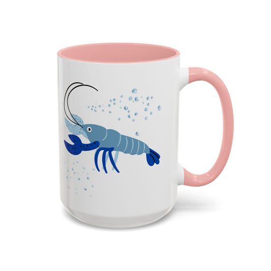 Blue shrimp with dark blue claws and bubbles Coffee Mug