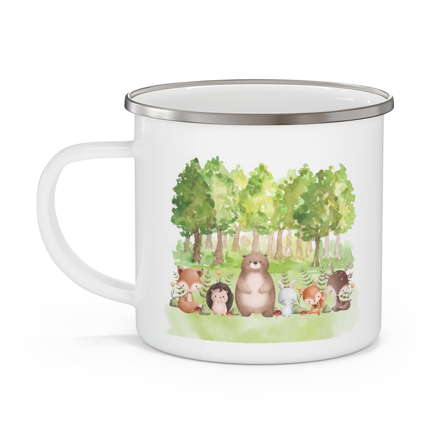 Whimsical Forest Animals Enamel Camping Mug