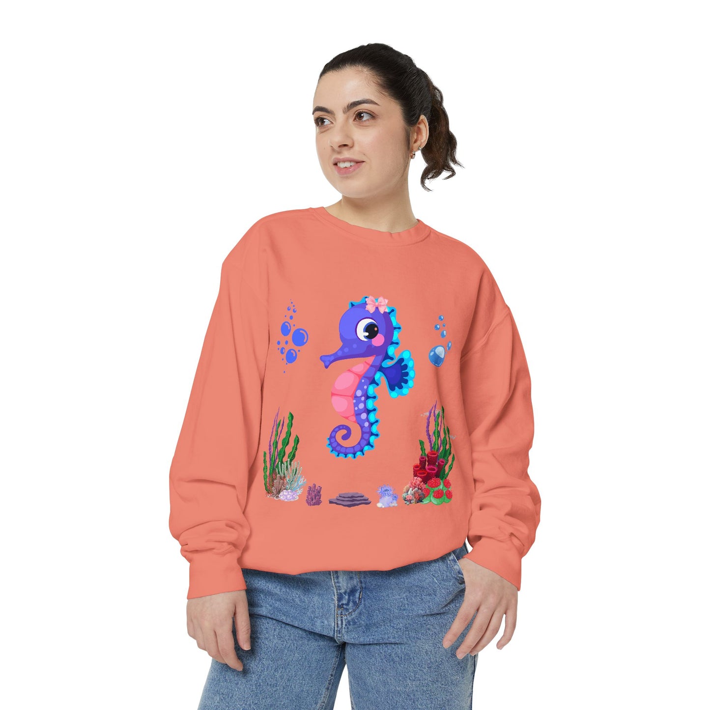 Seahores playful under the sea Unisex Garment-Dyed Sweatshirt