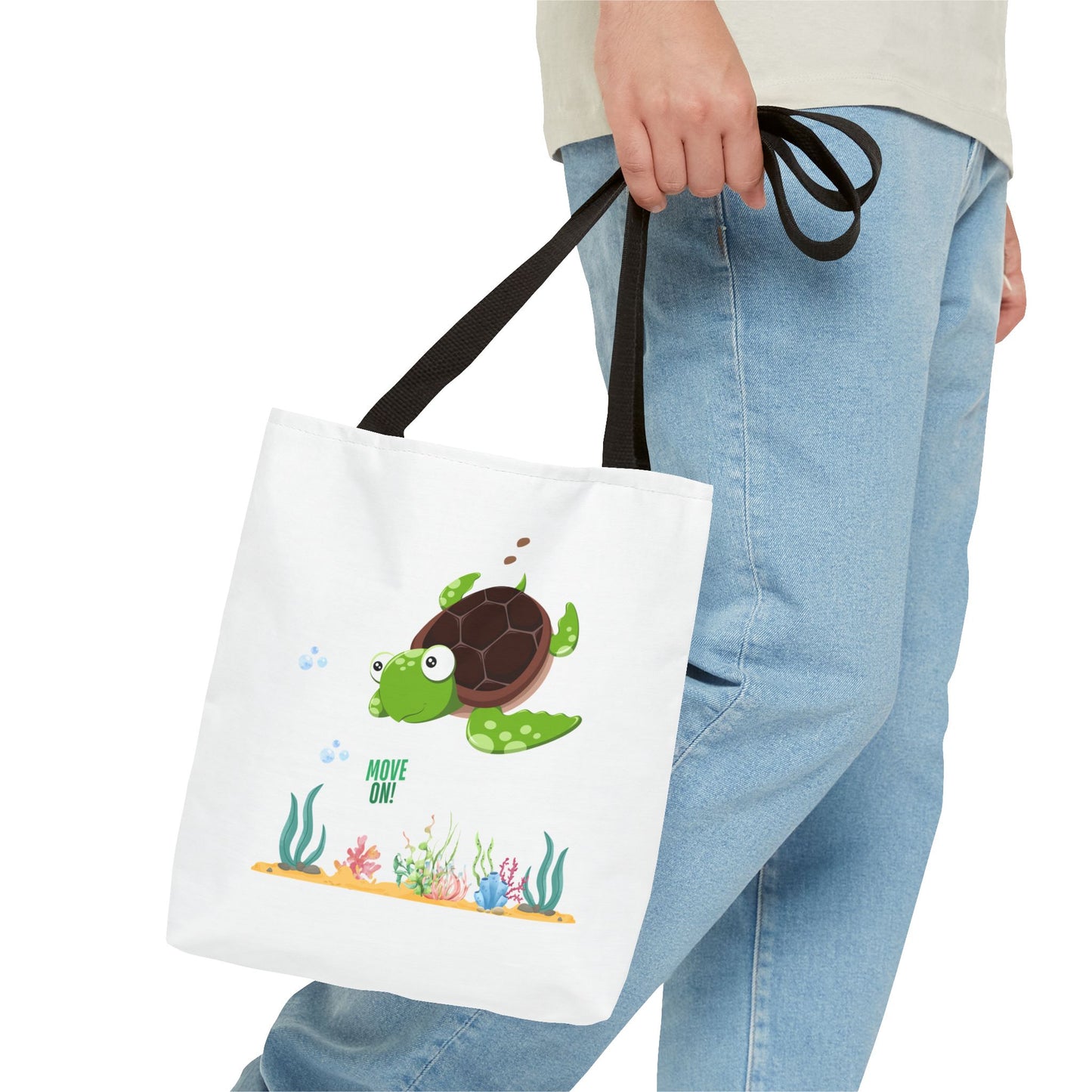 Turtle with seaweed and bubble Tote Bag