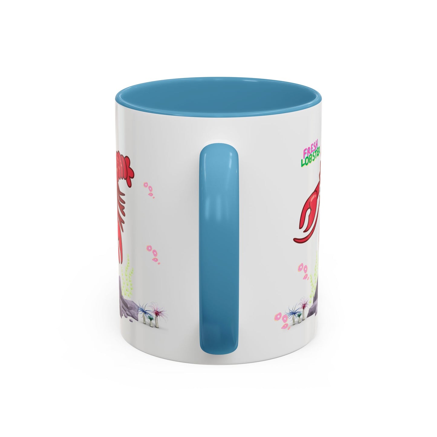 Friendly red lobster big eyes and yellow strip Coffee Mug