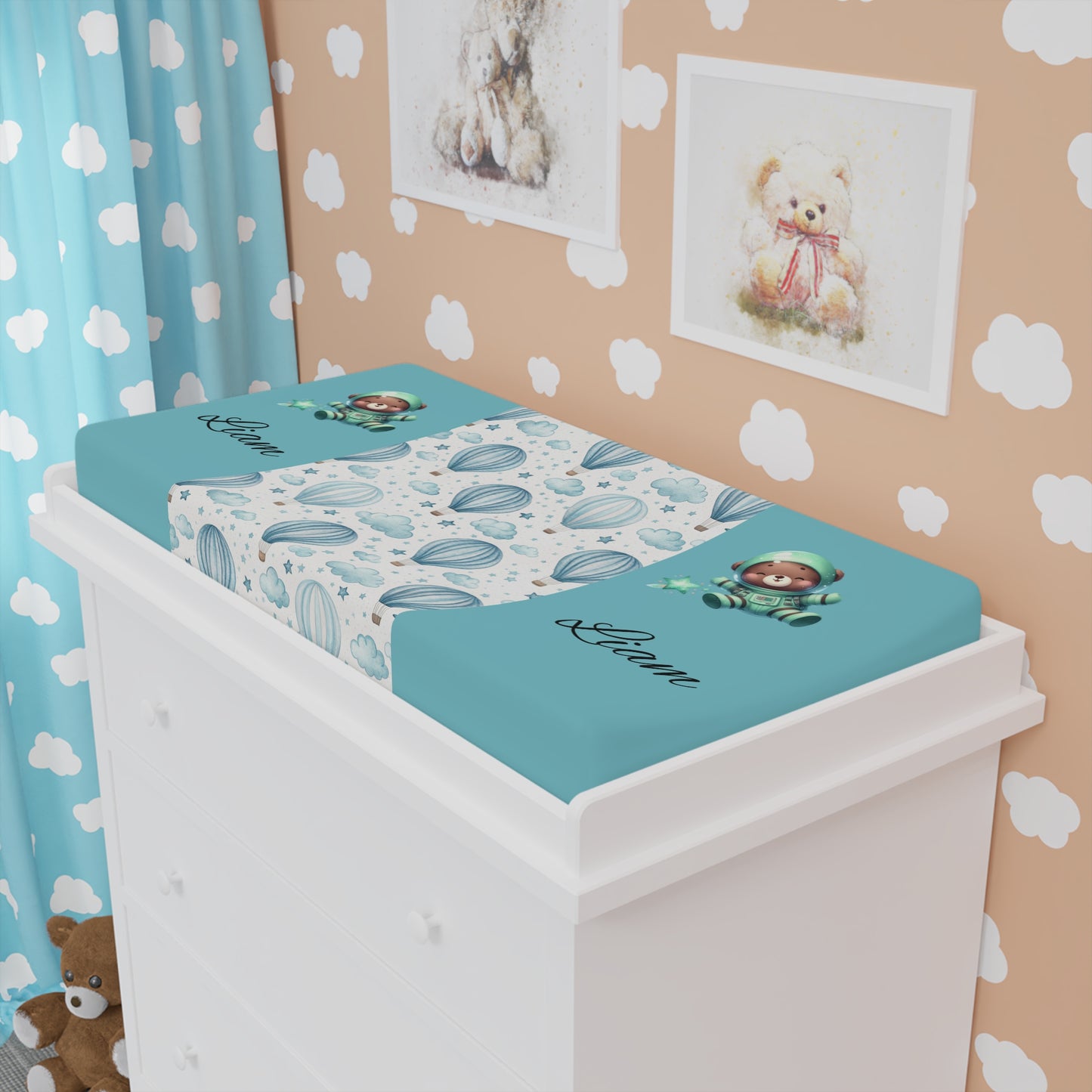 Personalized Nautical Whale Baby Changing Pad Cover