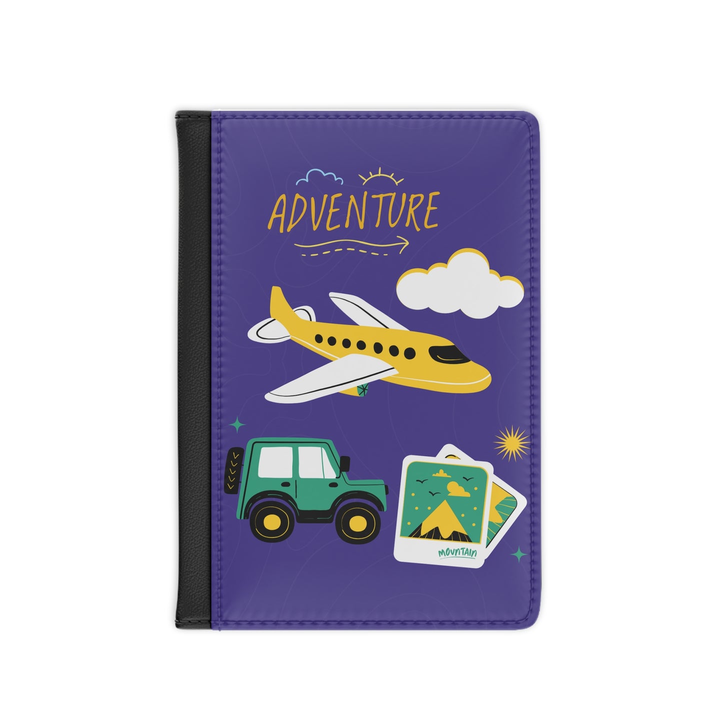 Adventure Passport Cover – Travel Plane & Jeep Illustration