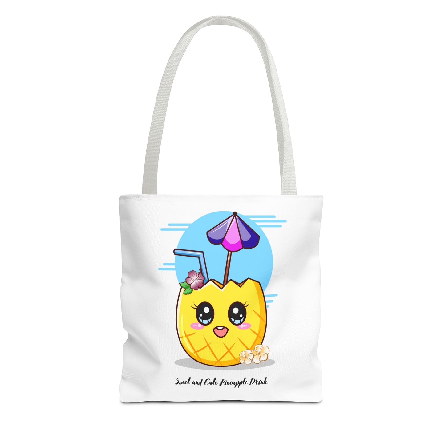 Pineapple Picnic Tote Bag — Cute Kawaii Tropical Drink Design