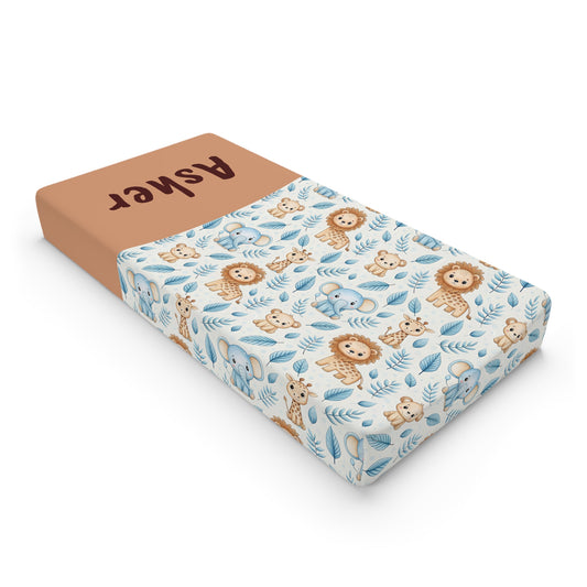 Safari Friends Baby Changing Pad Cover — Personalized Name Option