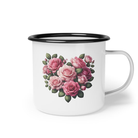 Floral Heart Enamel Camp Cup