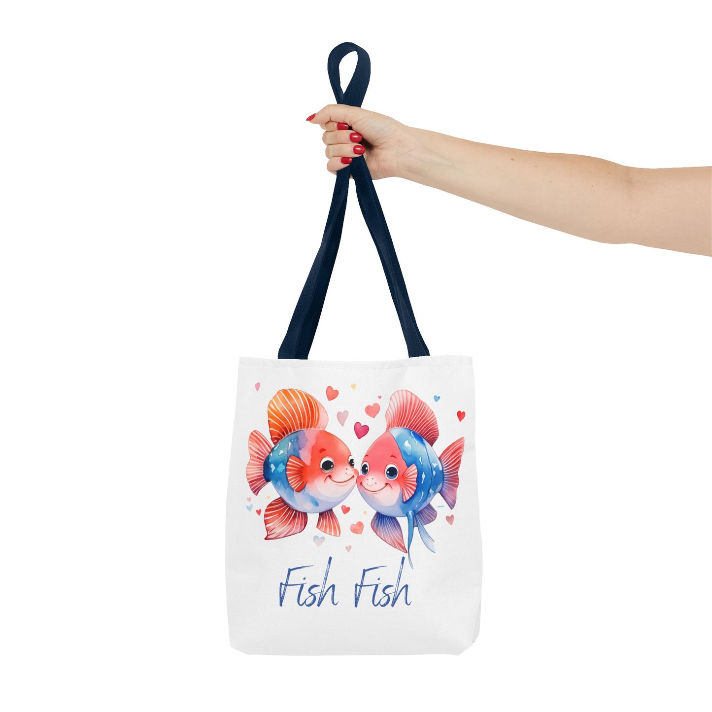 Cute Fish Couple Tote Bag — 'Fish Fish' Romantic Sea Life Beach Shopper
