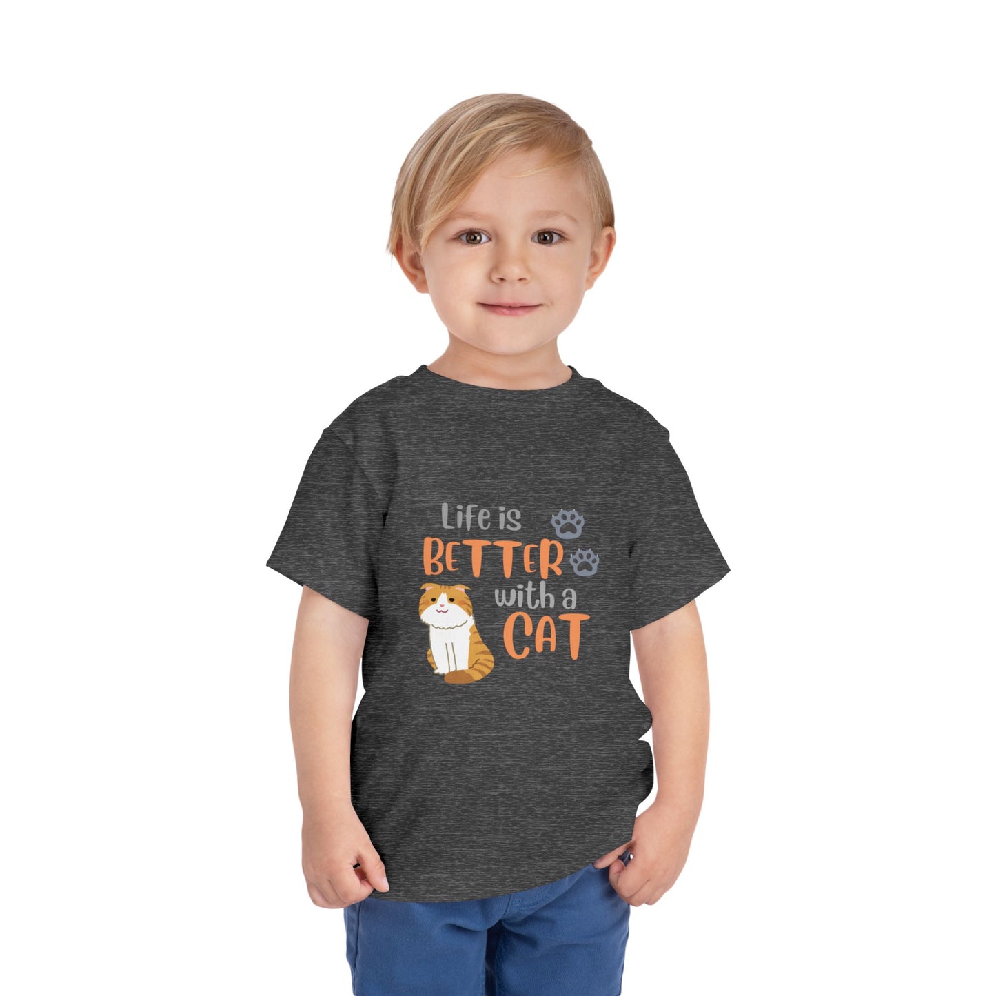 Toddler Cat-Themed Tee - 'Life is Better with a Cat', Kids T-Shirt, Animal Lover Gift, Cute Toddler Outfit, Cat Enthusiast Apparel, [...]