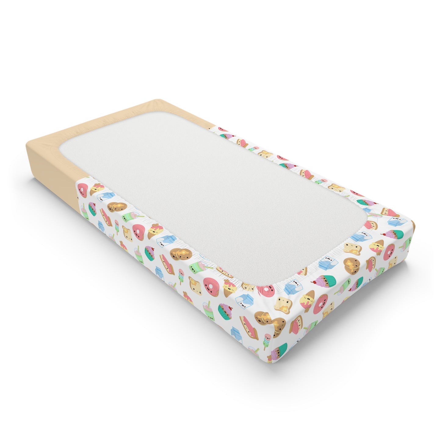 Baby Changing Pad Cover — Cute Donut & Snacks Waterproof Fitted Cover (Personalize Name)