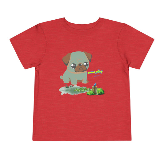 Cute Pug Toddler Tee, Adorable Dog Shirt, Kids Animal Tee, Gift for Dog Lovers, Cute Toddler Clothing, Playful Summer Outfit