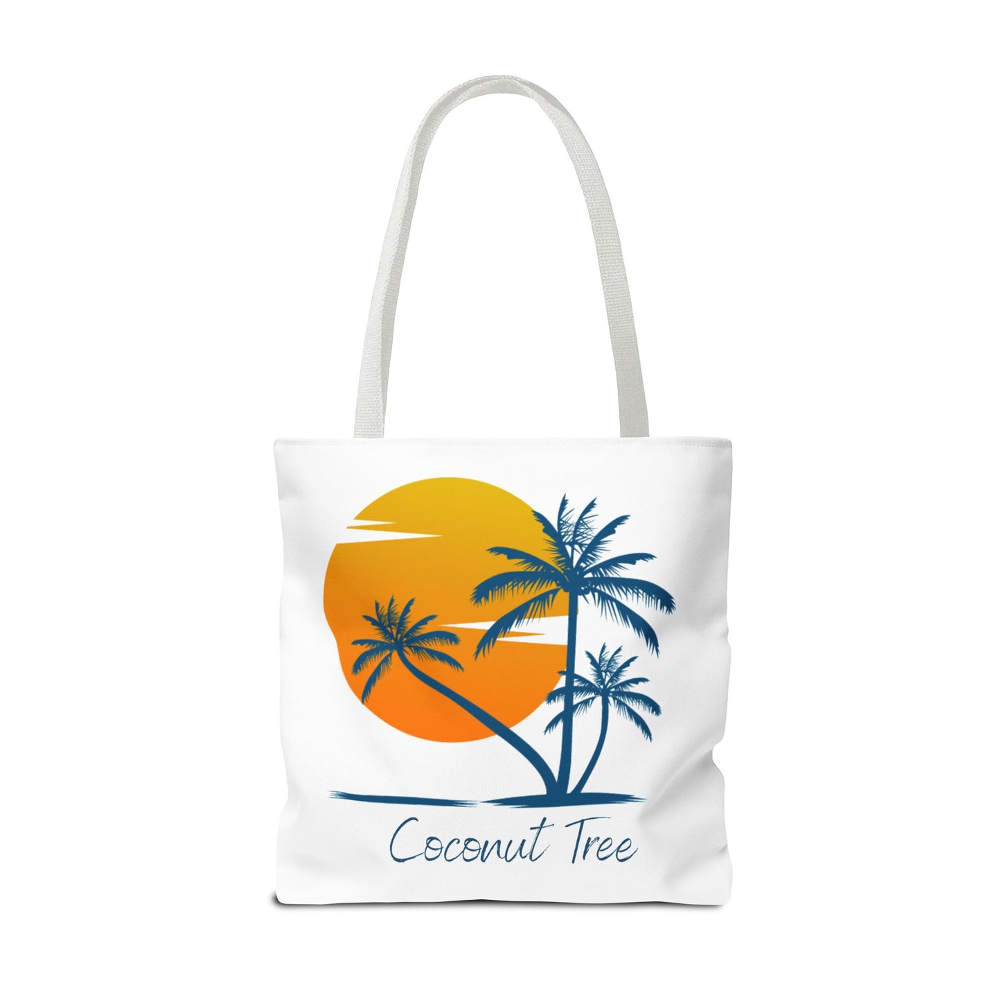 Coconut Tree Tote Bag — Tropical Sunset Beach Canvas Tote