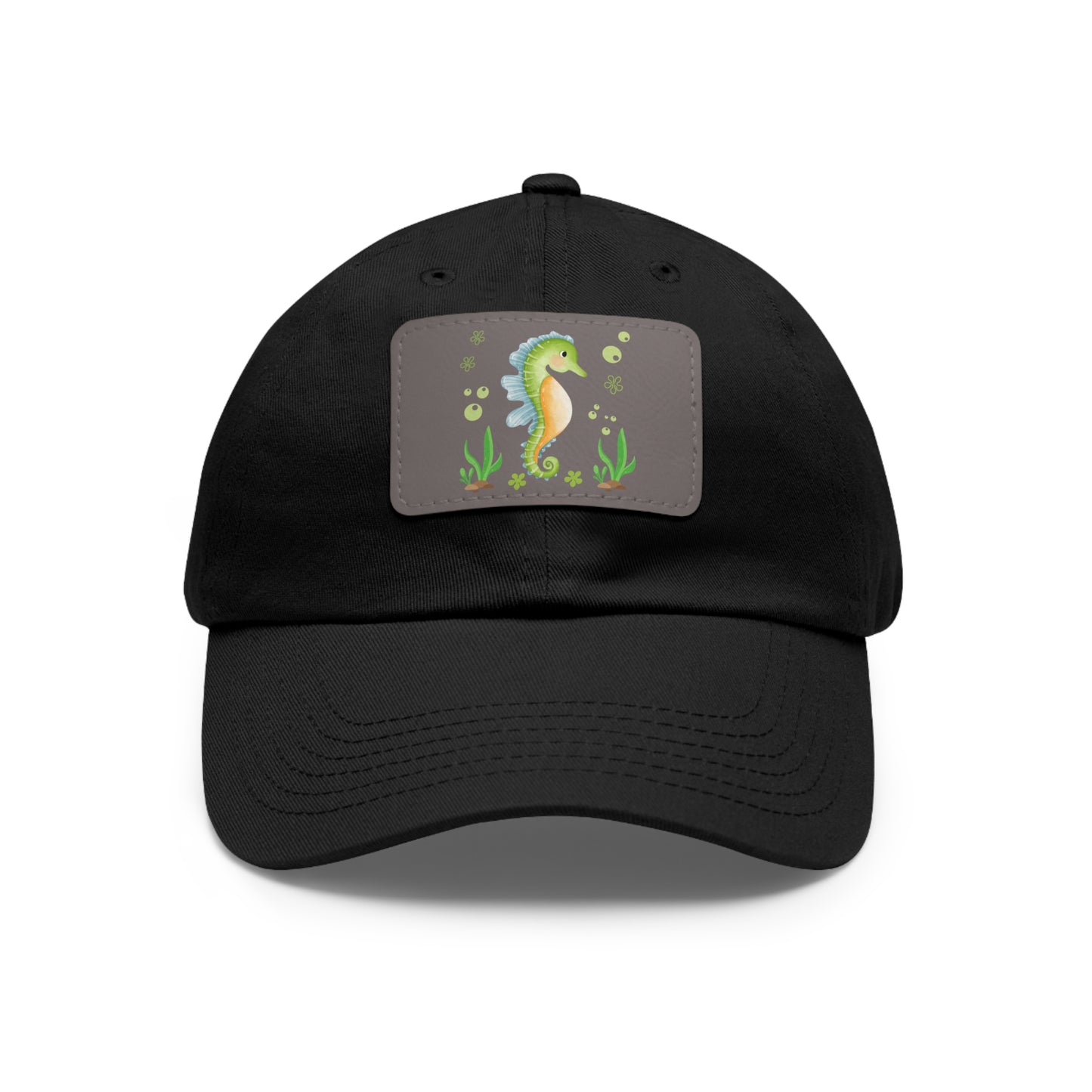 Seahorse with a focus on the natural world Dad Hat with Leather Patch (Rectangle)