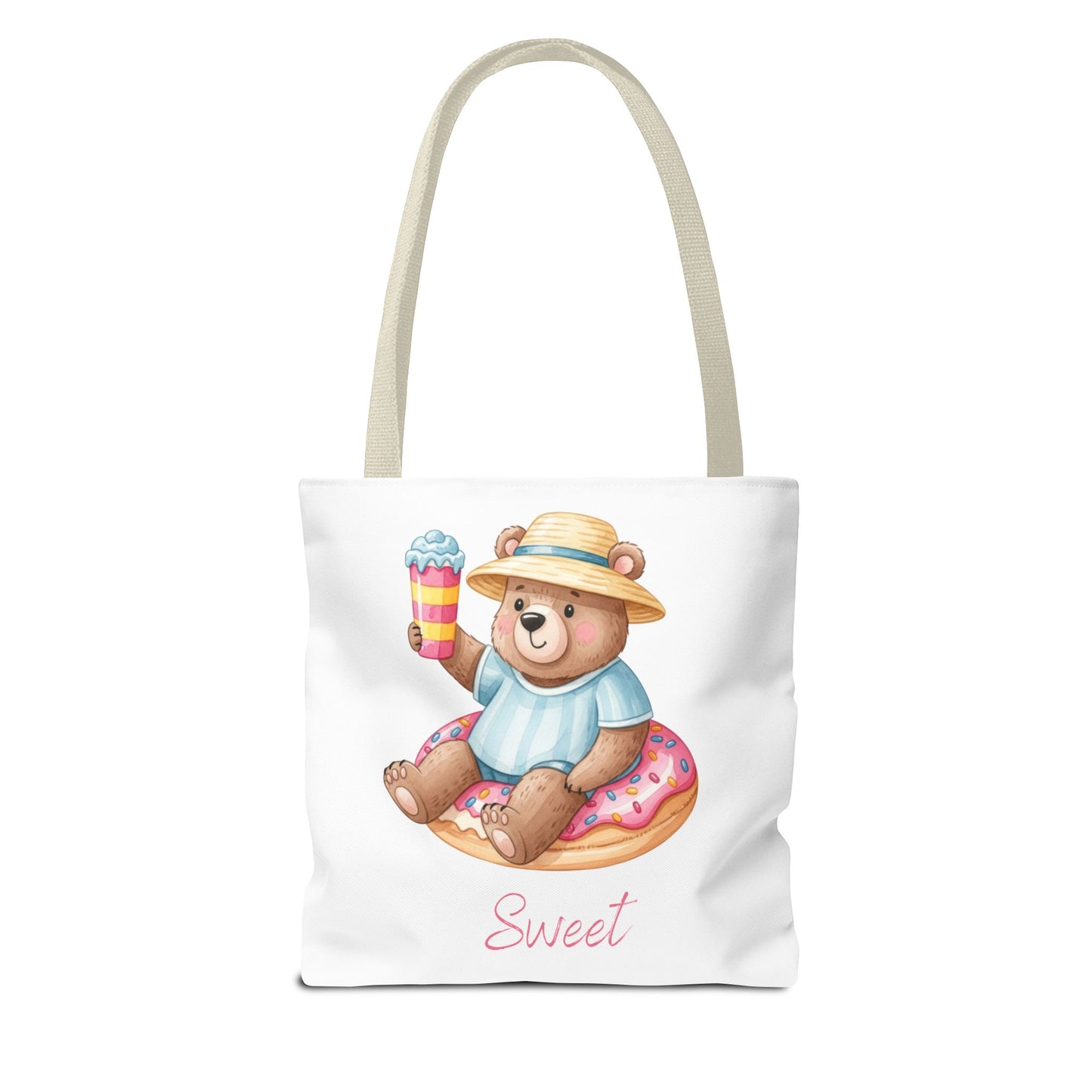 Sweet Bear Beach Tote - Cute Summer Teddy on Donut Float