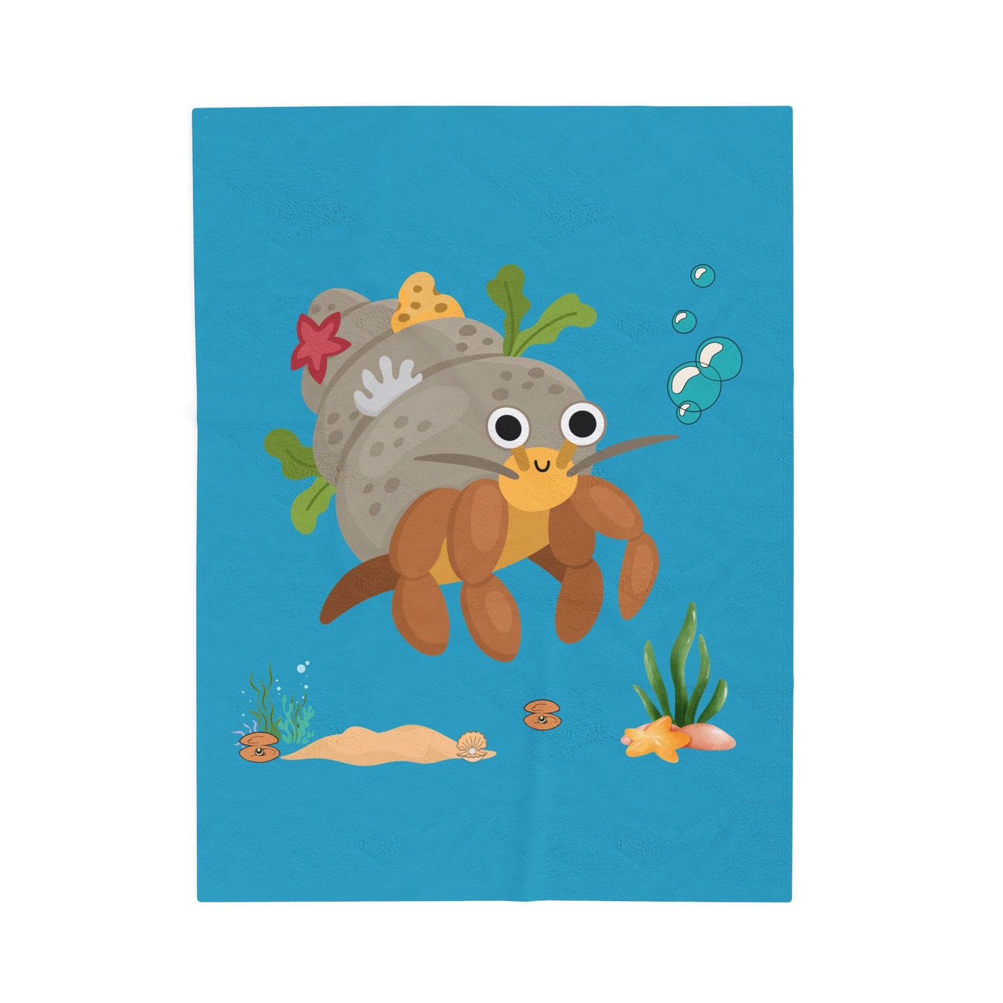 Hermit crab with shell underwater Velveteen Plush Blanket
