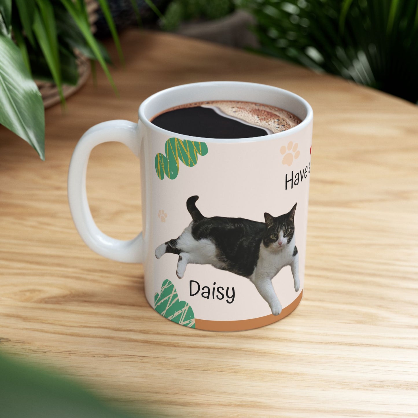 Have a Nice Day Cat Mug — Cute Tuxedo Cat Ceramic Coffee Cup (11oz & 15oz)