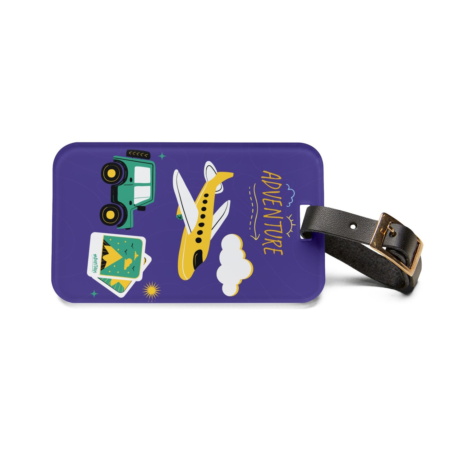 Adventure Luggage Tag — Cute Plane & Travel Icons ID Tag for Kids & Families