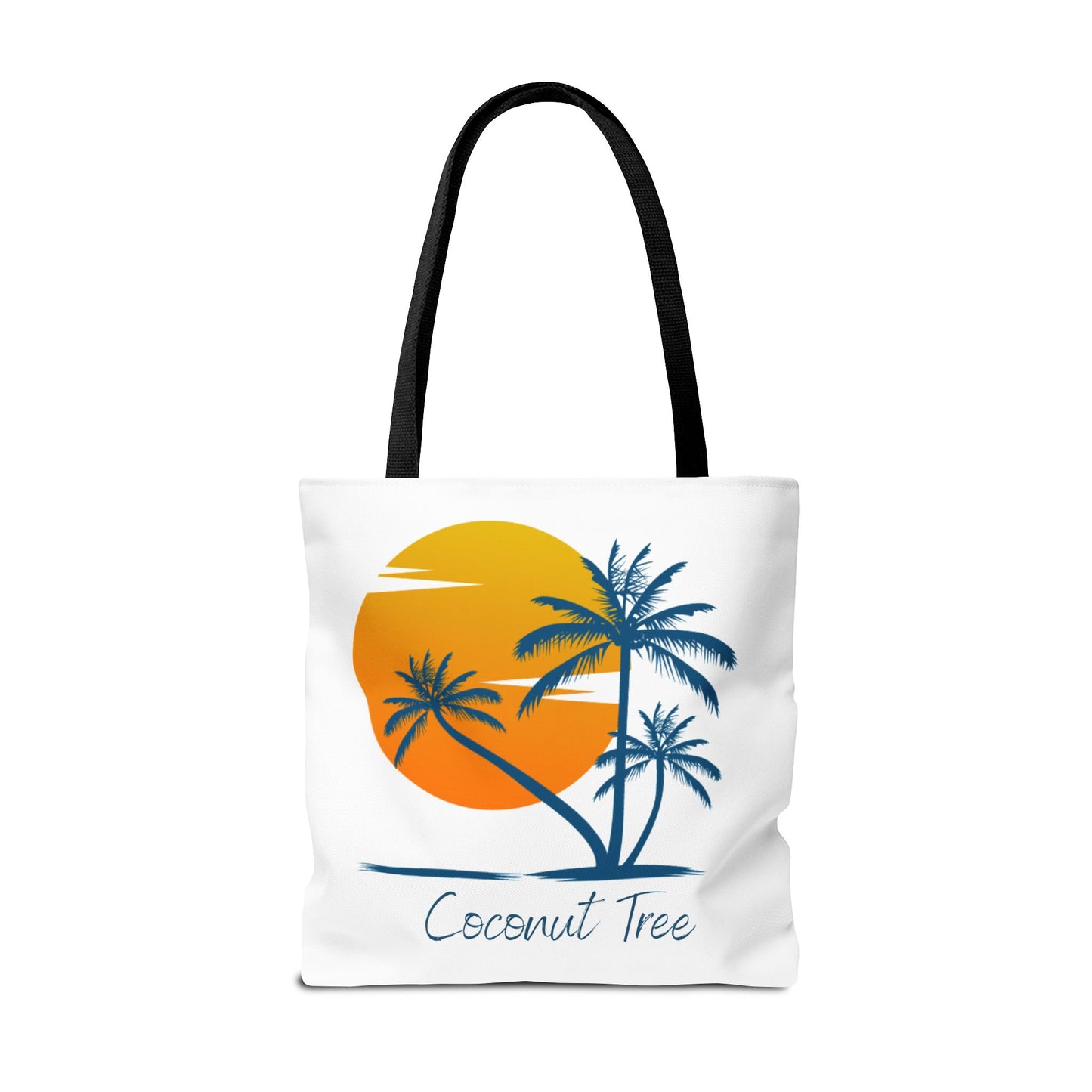 Coconut Tree Tote Bag — Tropical Sunset Beach Canvas Tote
