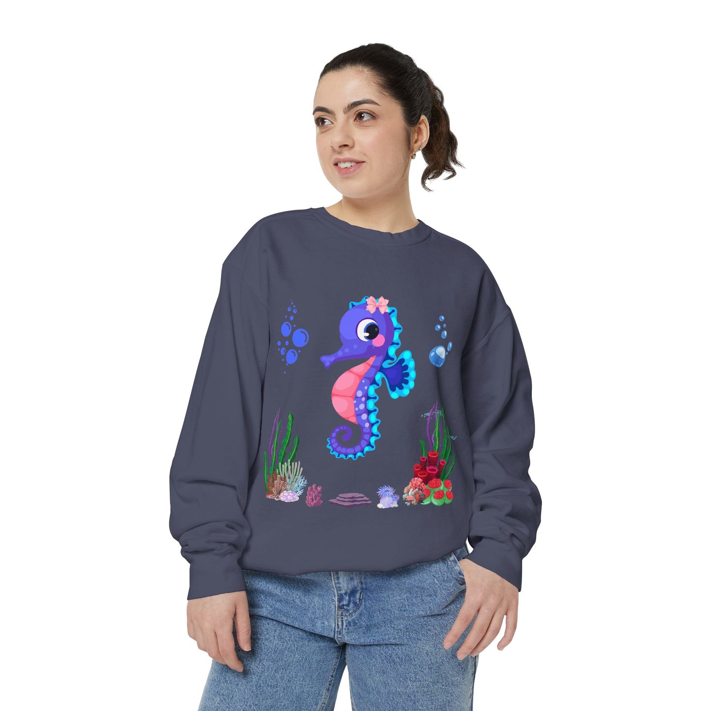 Seahores playful under the sea Unisex Garment-Dyed Sweatshirt