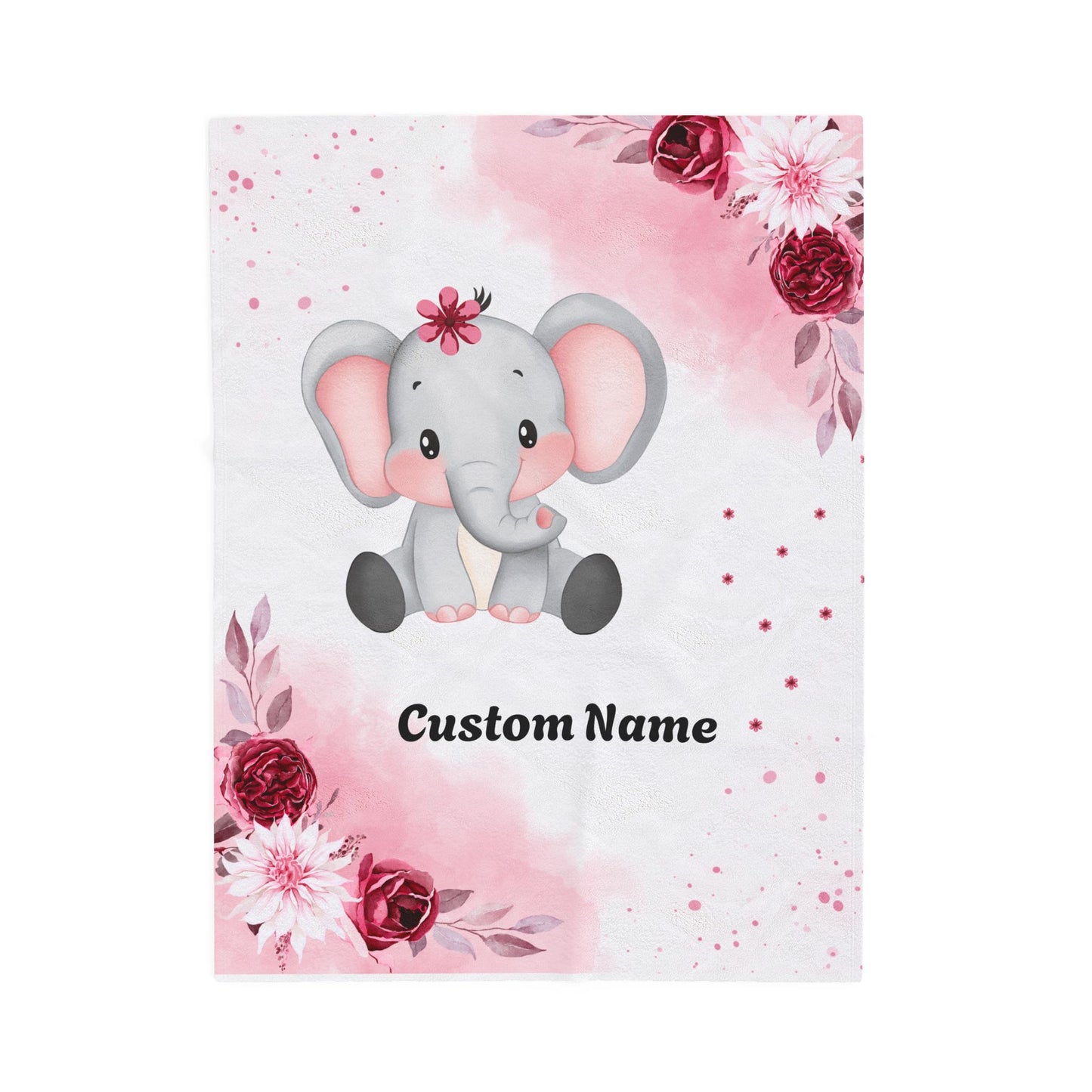 Personalized Elephant Plush Blanket, Baby Shower Gift, Nursery Decor, Custom Name Blanket, Soft Baby Blanket