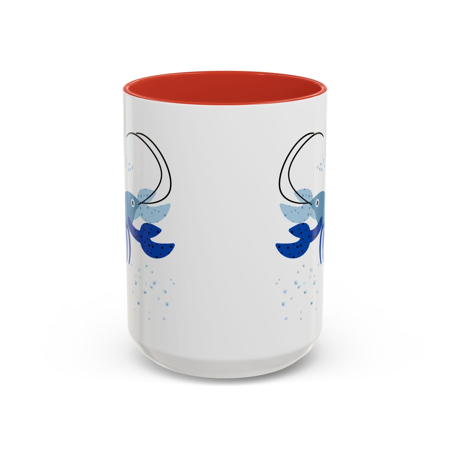 Blue shrimp with dark blue claws and bubbles Coffee Mug
