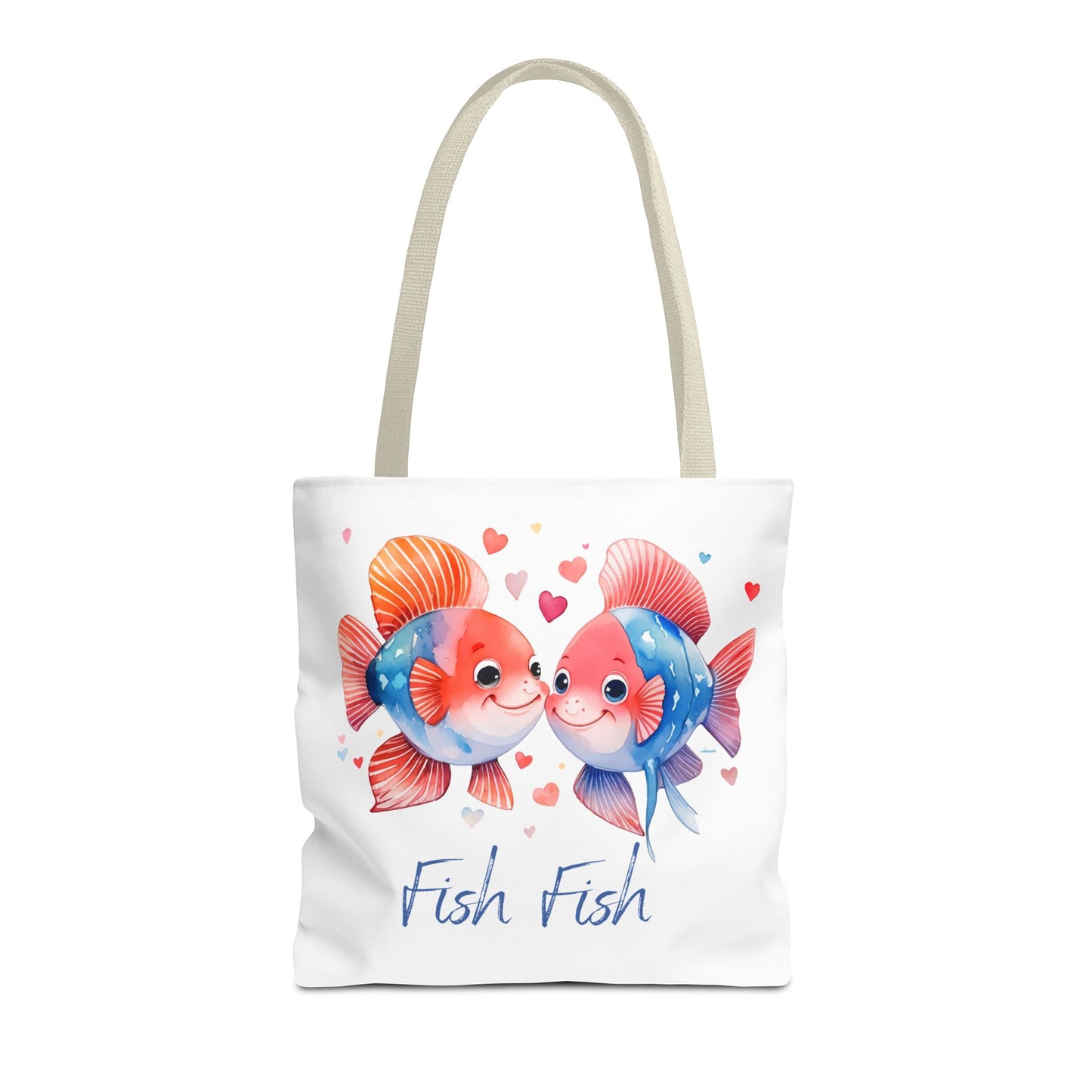 Cute Fish Couple Tote Bag — 'Fish Fish' Romantic Sea Life Beach Shopper