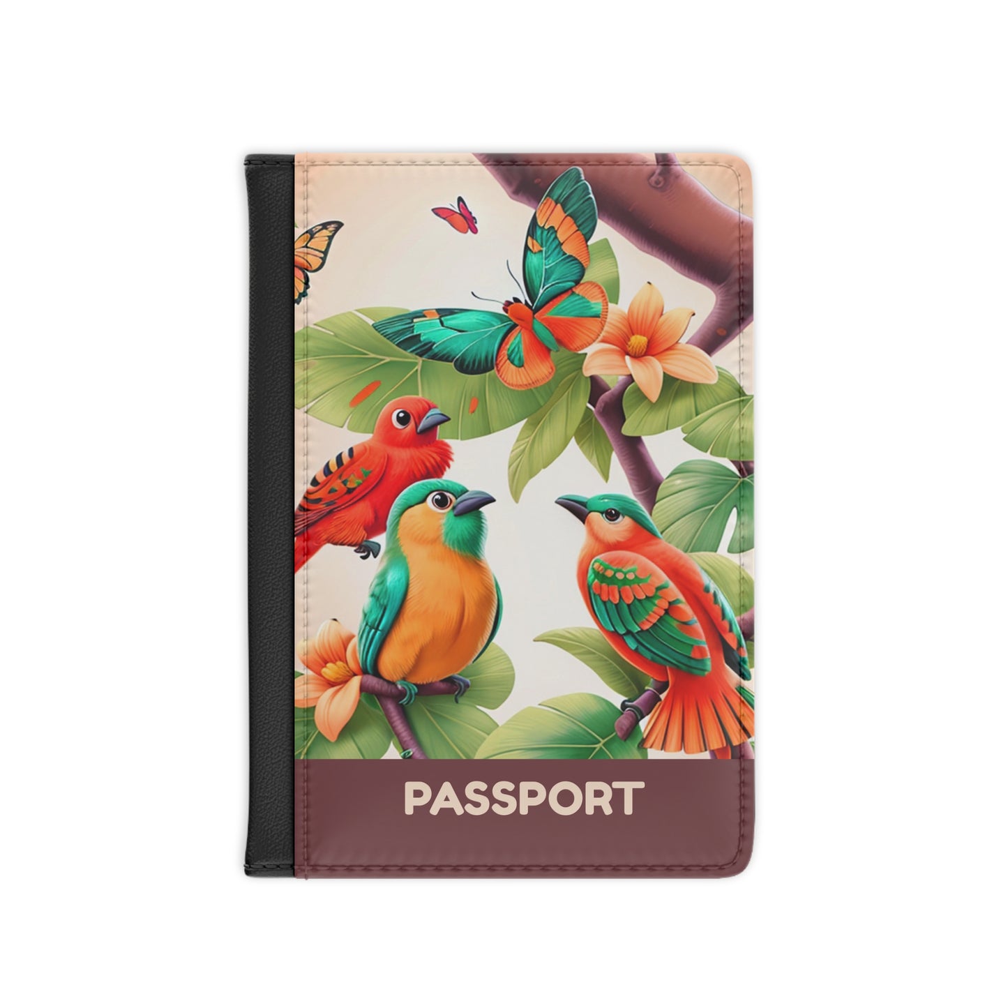 Tropical Birds Passport Cover — Colorful Floral Travel Passport Holder