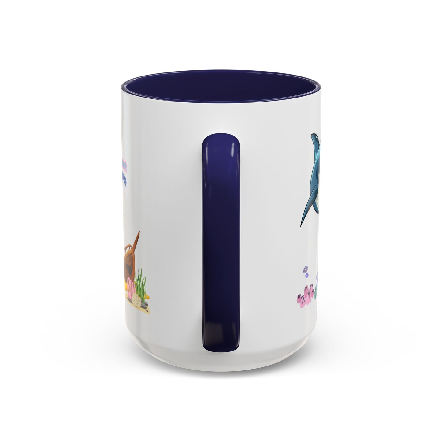 Shark ship colorful coral reef Coffee Mug