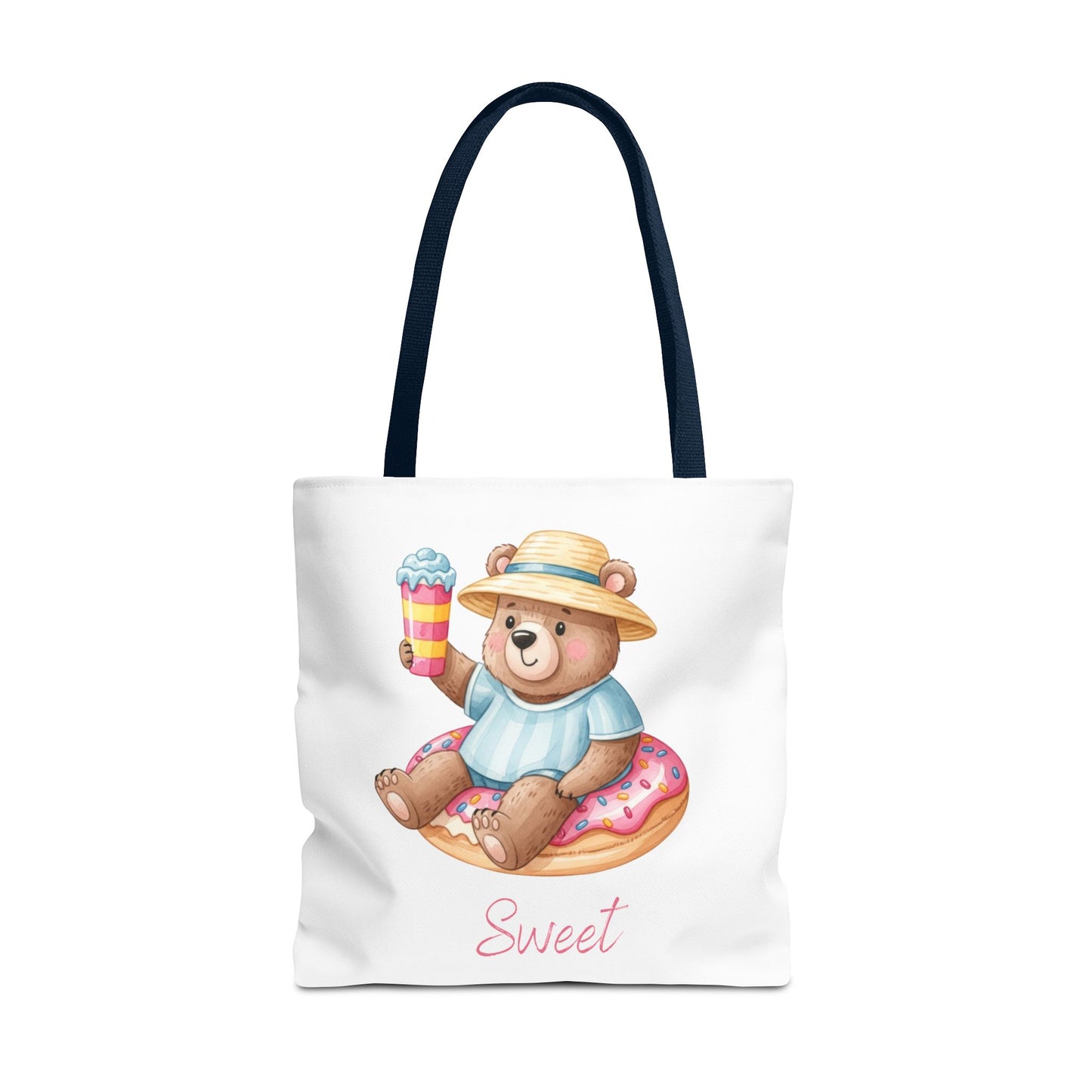Sweet Bear Beach Tote - Cute Summer Teddy on Donut Float