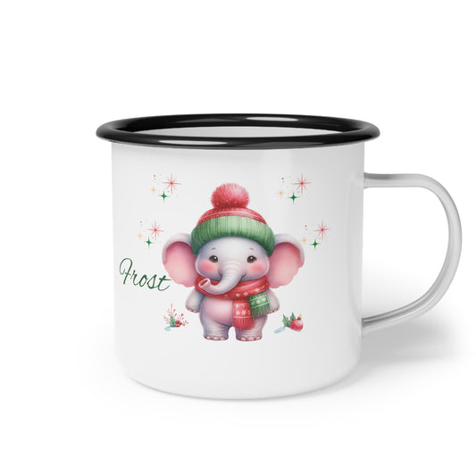 Enamel Camp Cup — Cute Winter Elephant 'Frost' Camping Mug