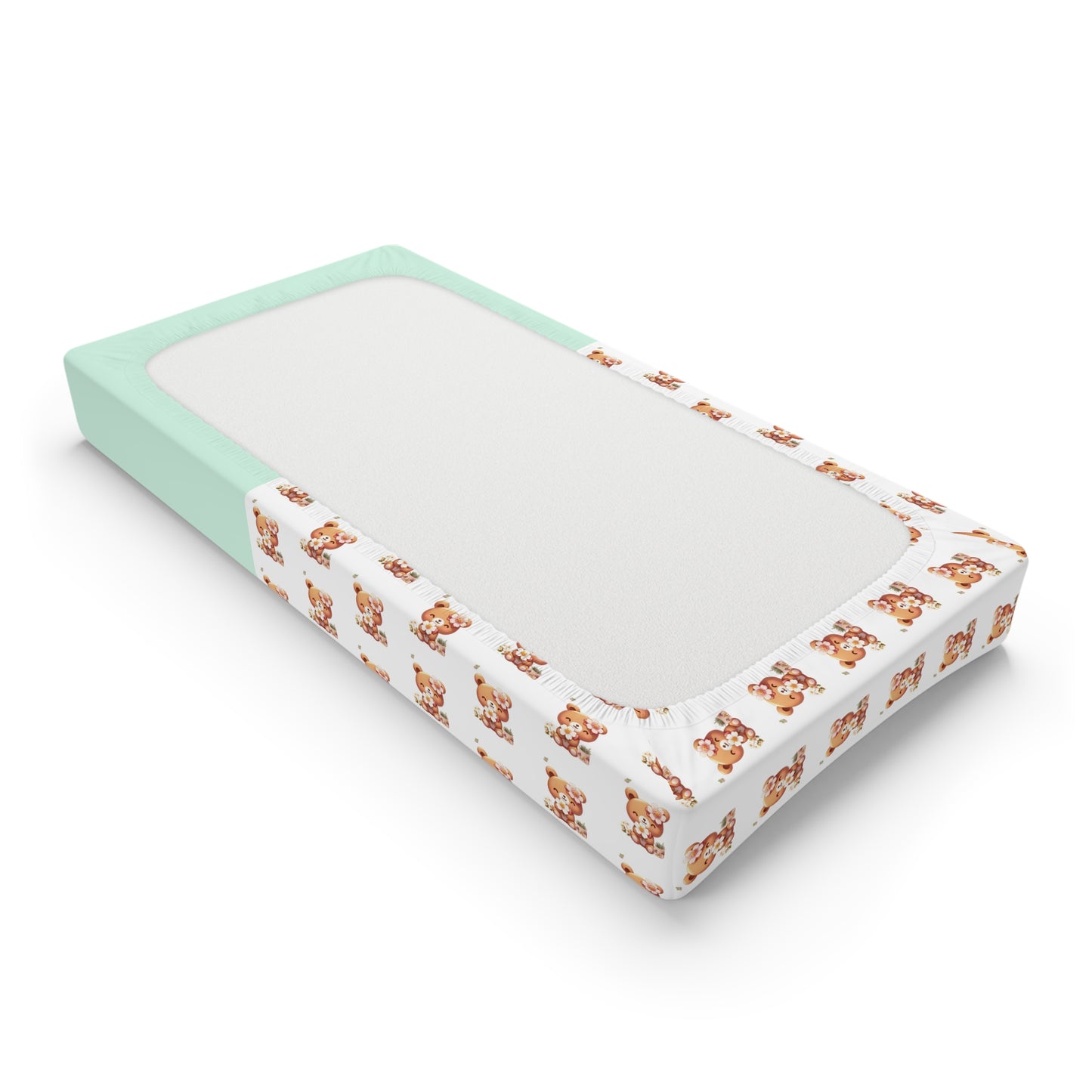 Changing Pad Cover - Cute Teddy Bear Floral Nursery (Custom Name Option)