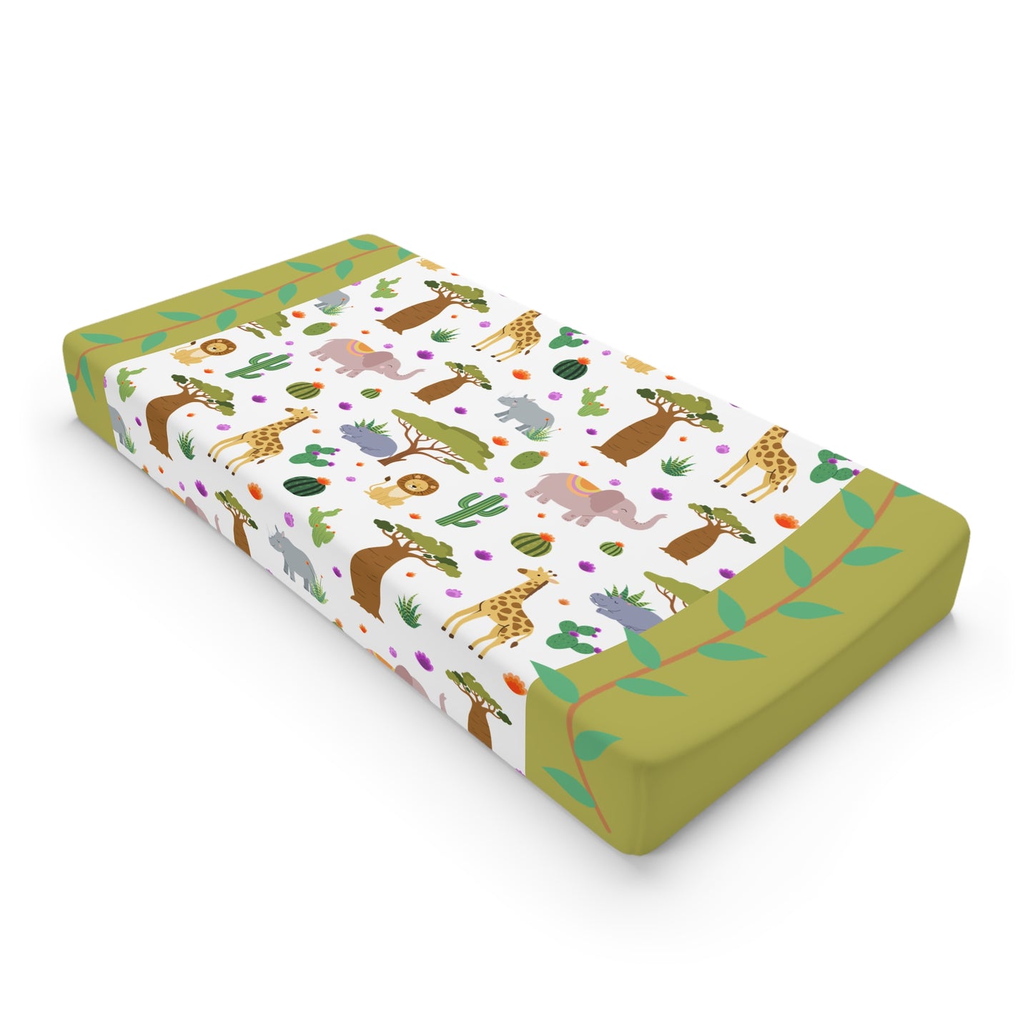Safari Baby Changing Pad Cover — Cute Jungle Animals Print