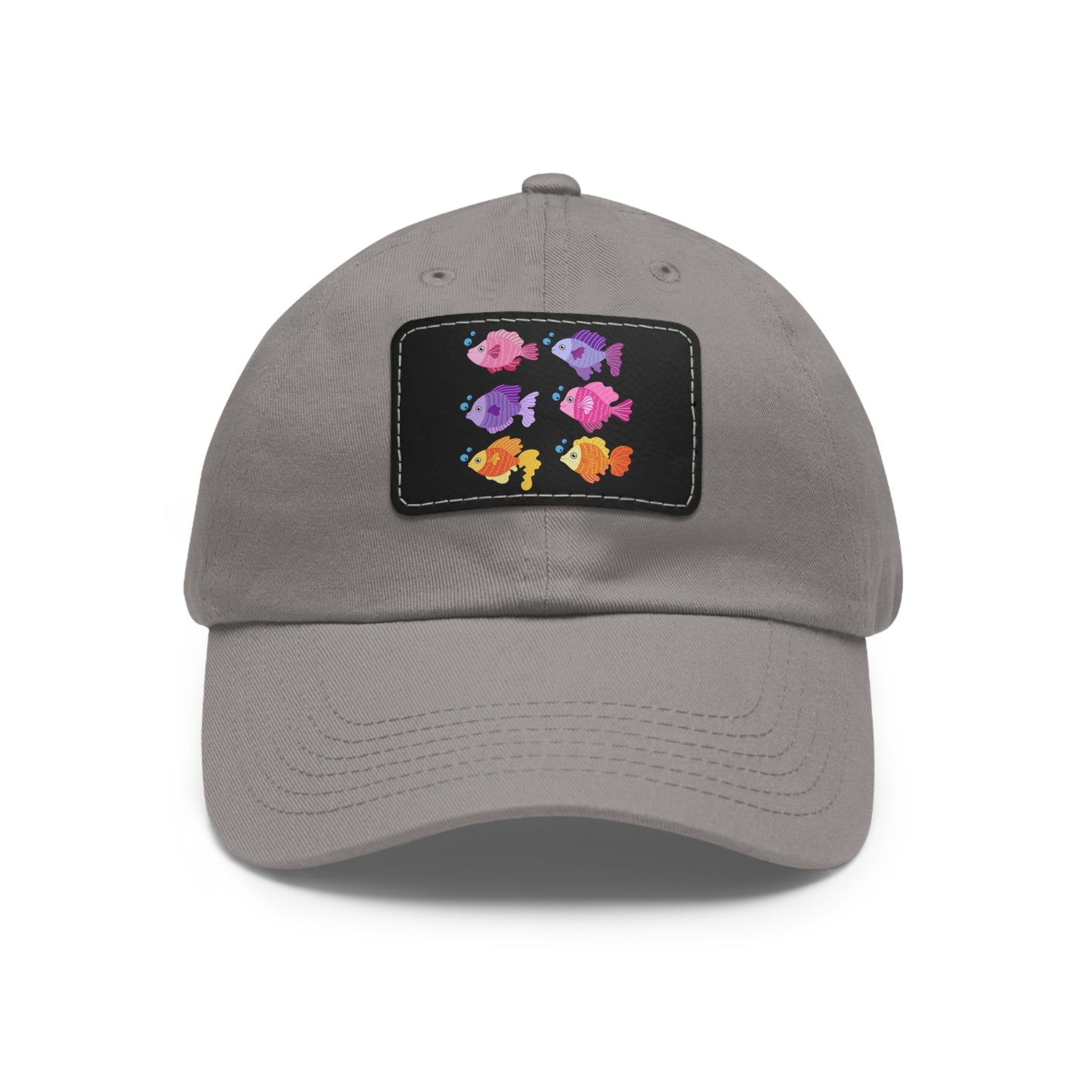 Six fish with cartoonish bubbles Dad Hat with Leather Patch (Rectangle)