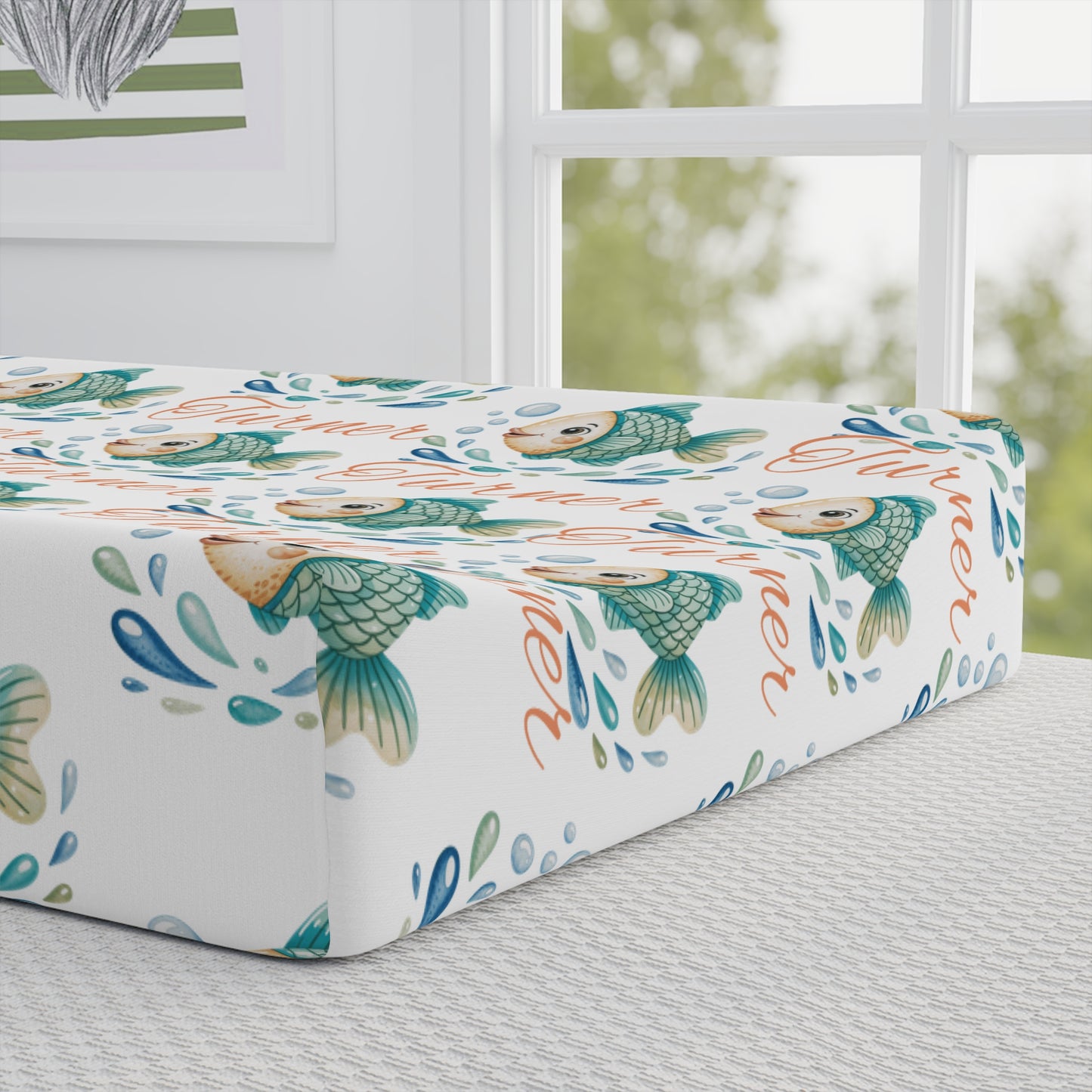 Baby Changing Pad Cover — Playful Fish Aquarium Design
