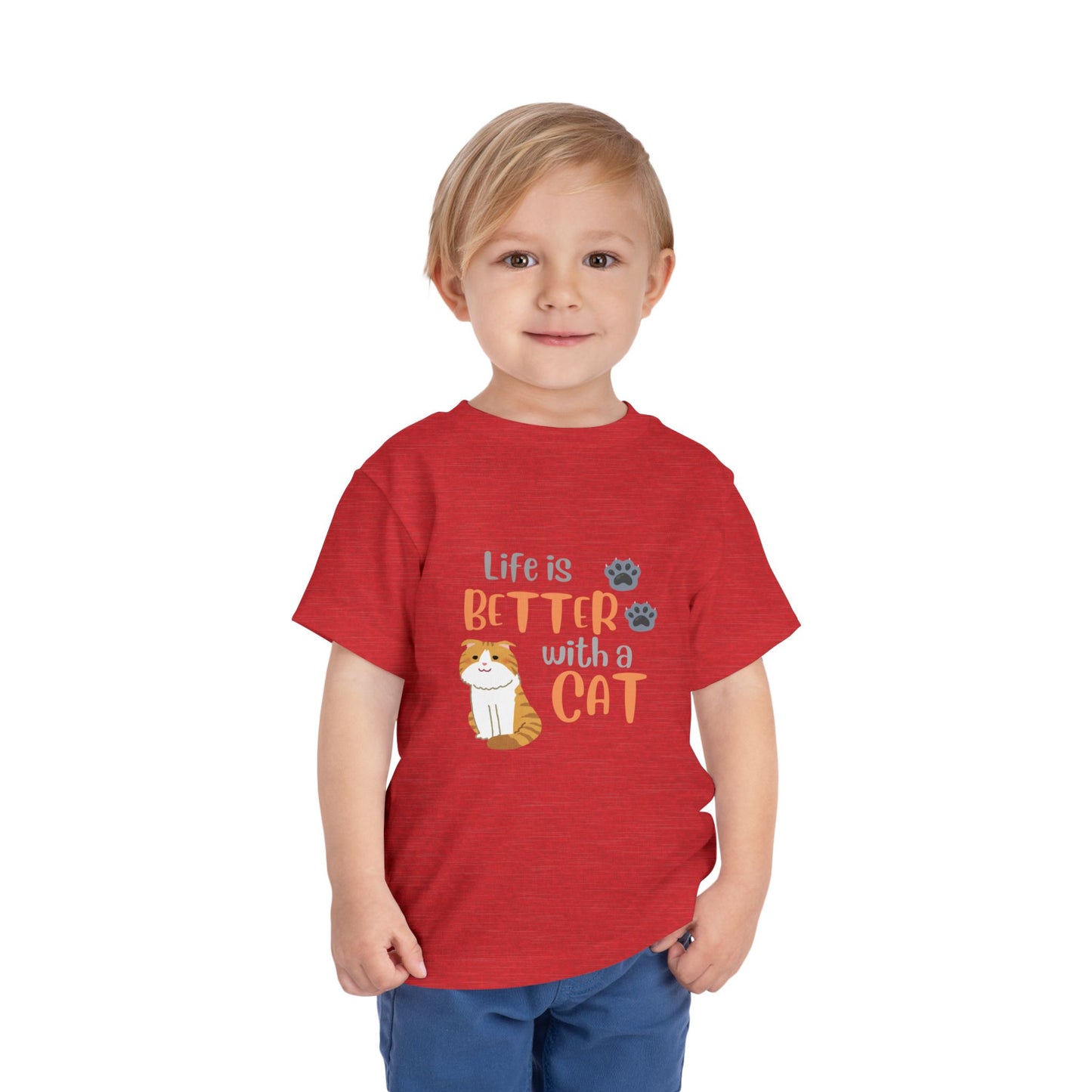 Toddler Cat-Themed Tee - 'Life is Better with a Cat', Kids T-Shirt, Animal Lover Gift, Cute Toddler Outfit, Cat Enthusiast Apparel, [...]
