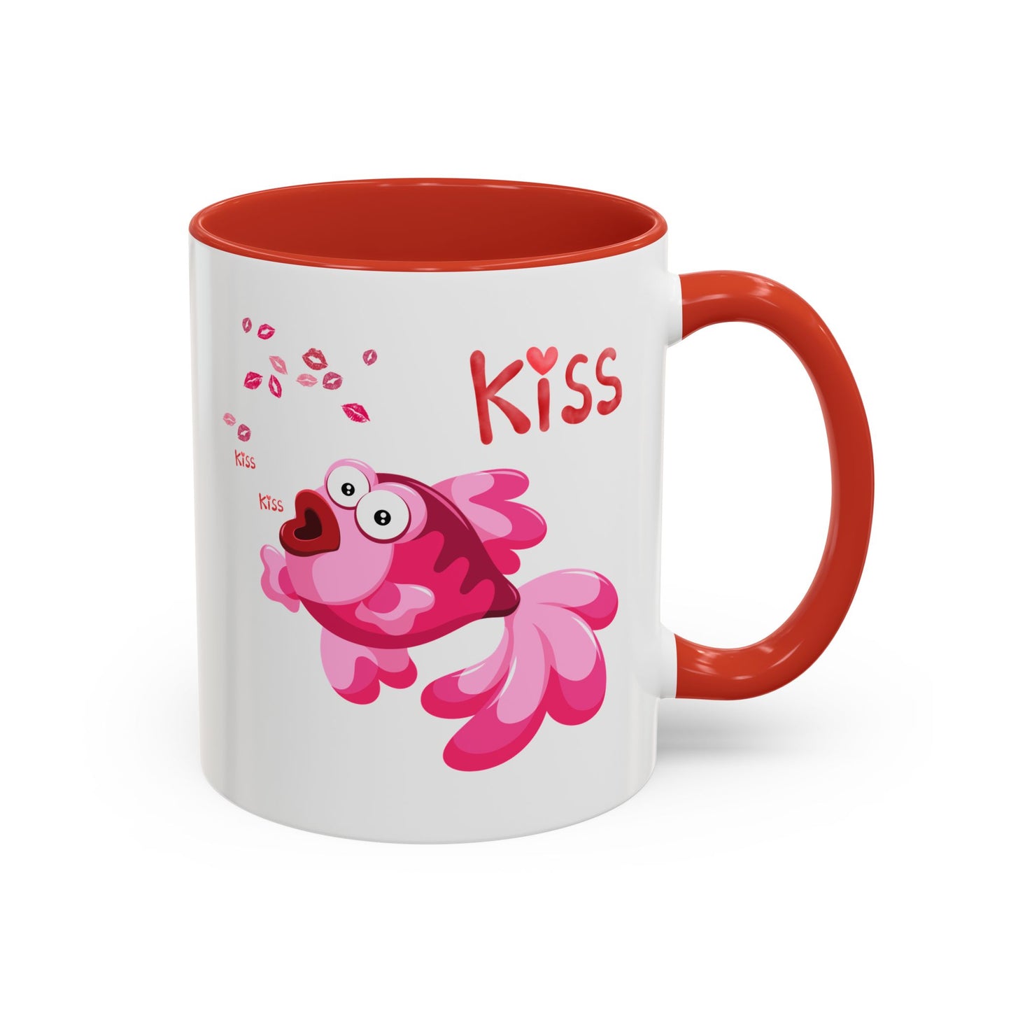 Pink fish with open mouth and kiss Coffee Mug