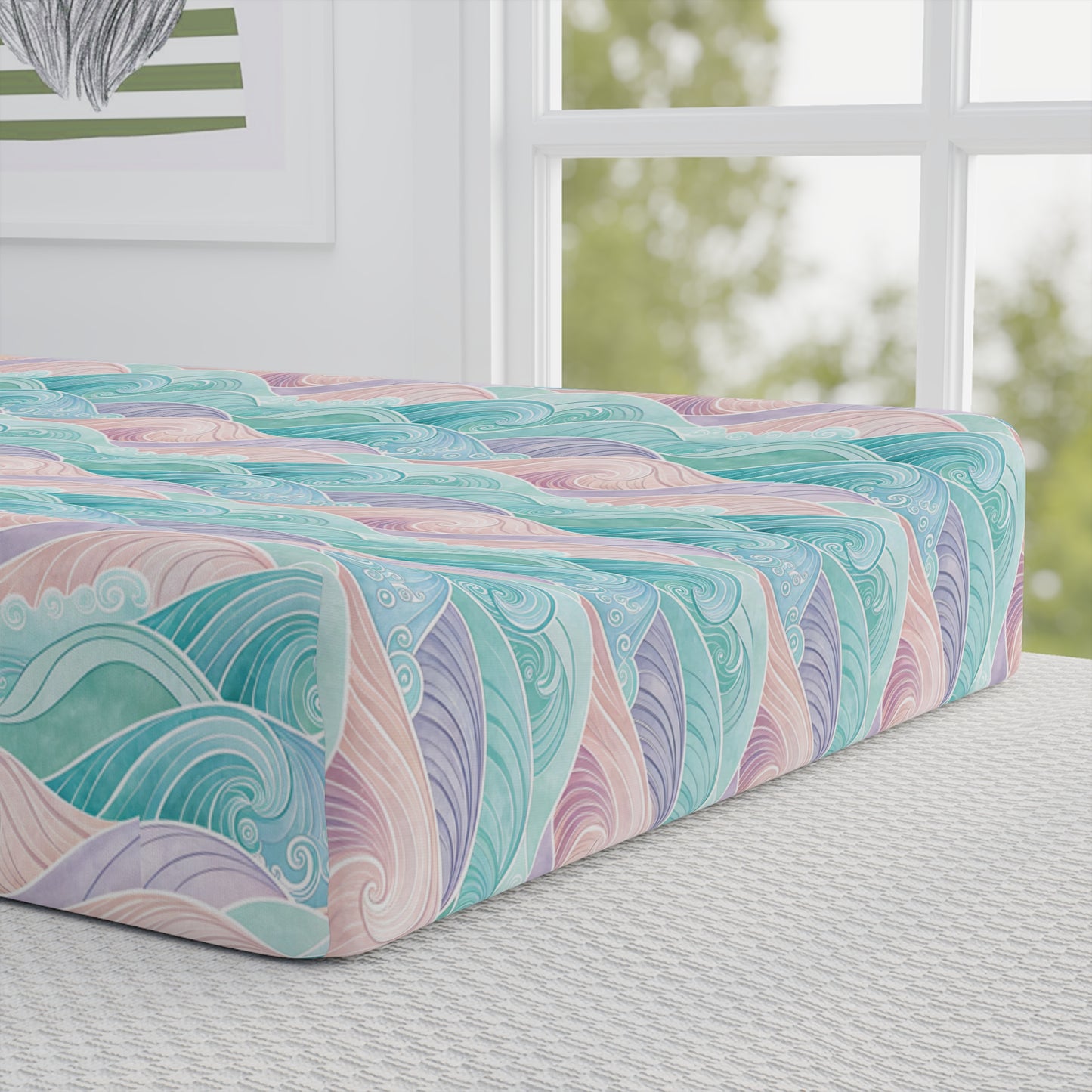 Mermaid Baby Changing Pad Cover – Personalized Pastel Nursery Decor