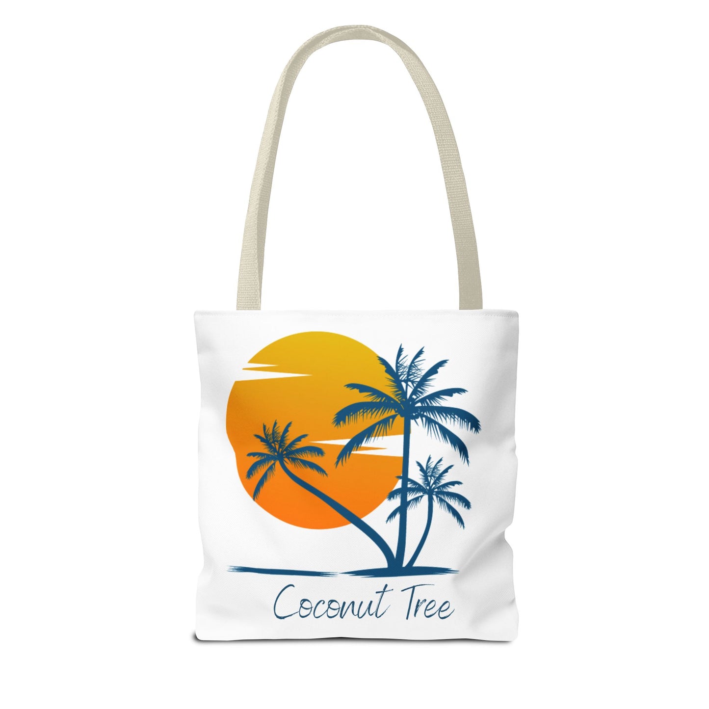 Coconut Tree Tote Bag — Tropical Sunset Beach Canvas Tote