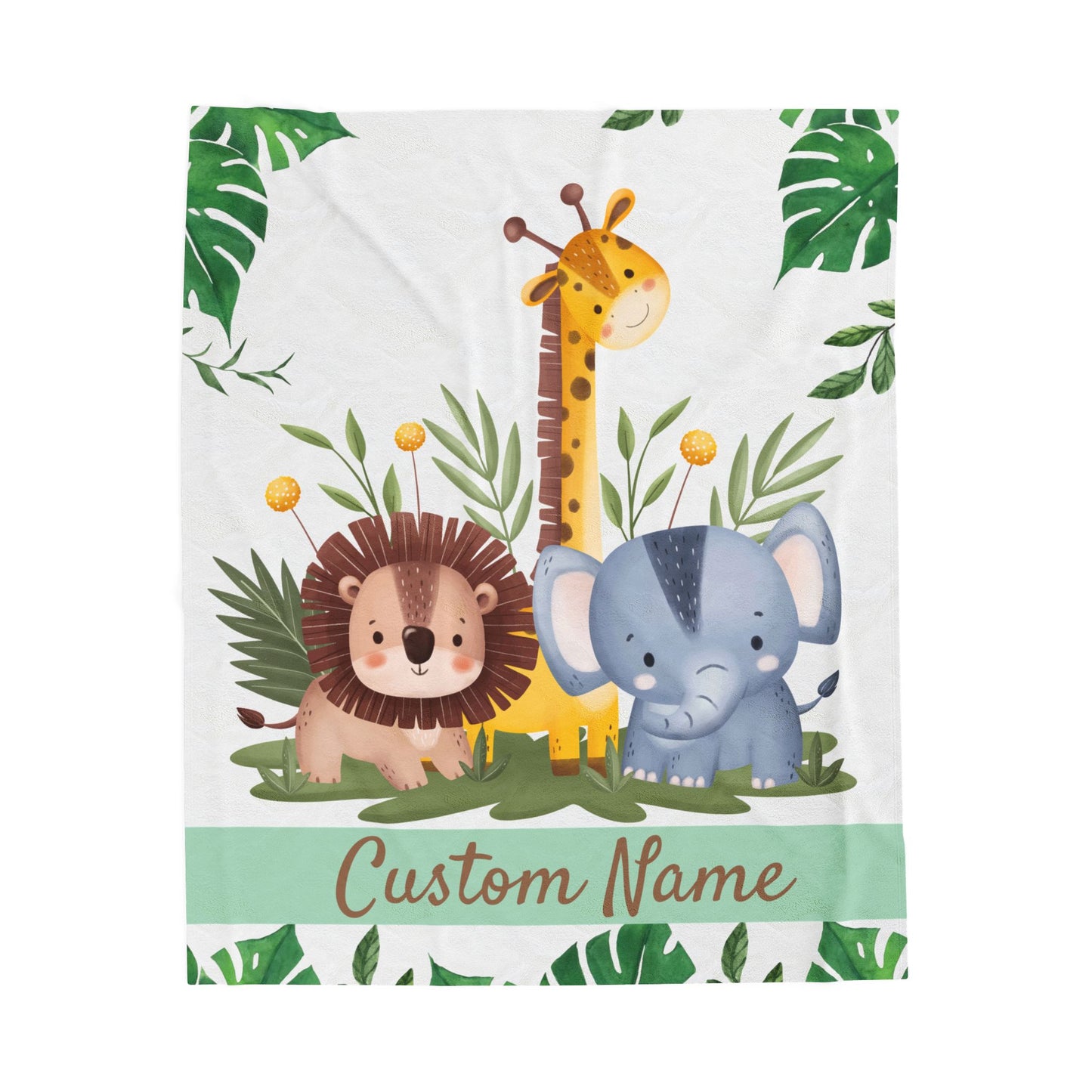 Custom Velveteen Plush Blanket for Kids, Personalized Baby Gifts, Nursery Decor, Soft Animal Theme, Perfect for Baby Showers