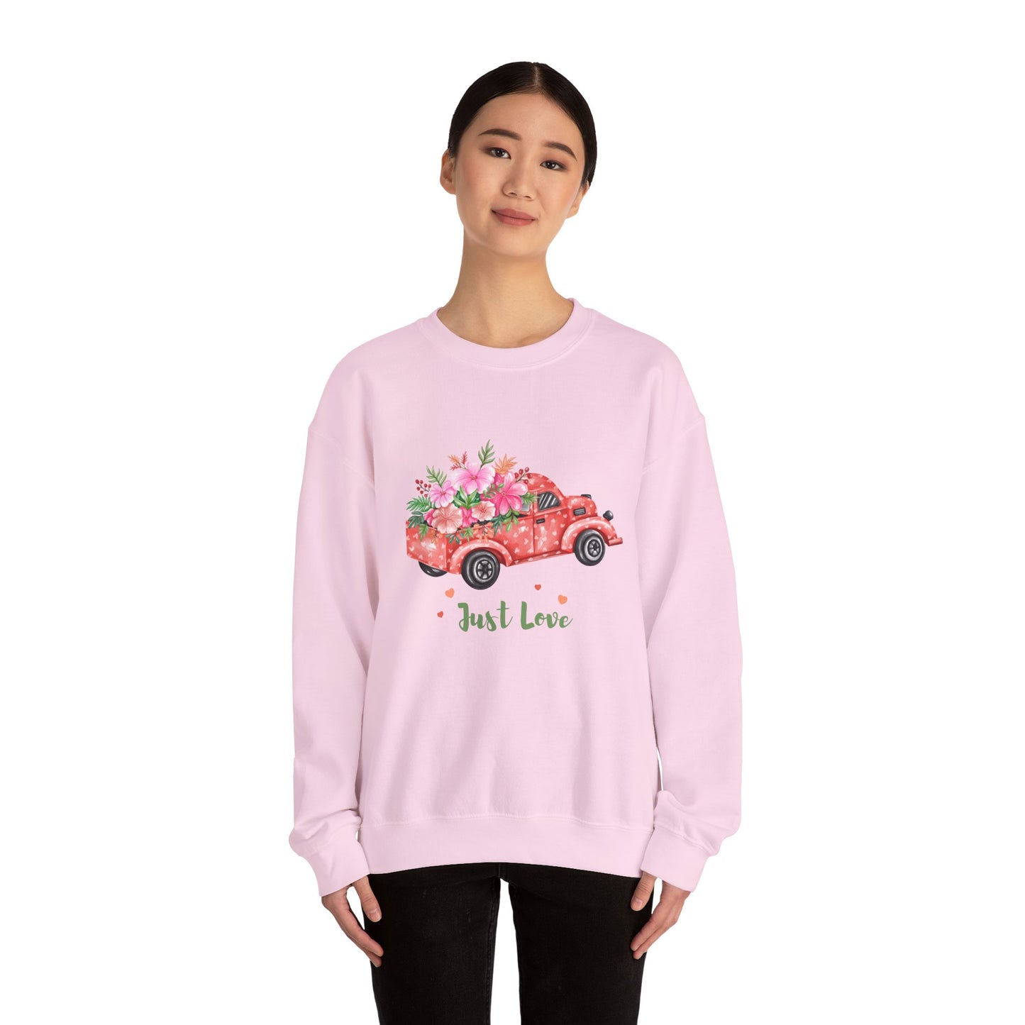 Flower Truck Crewneck Sweatshirt, Cozy Unisex Sweater for Valentine's Day, Comfortable Gift for Him/Her, Casual Love Apparel, Floral [...]