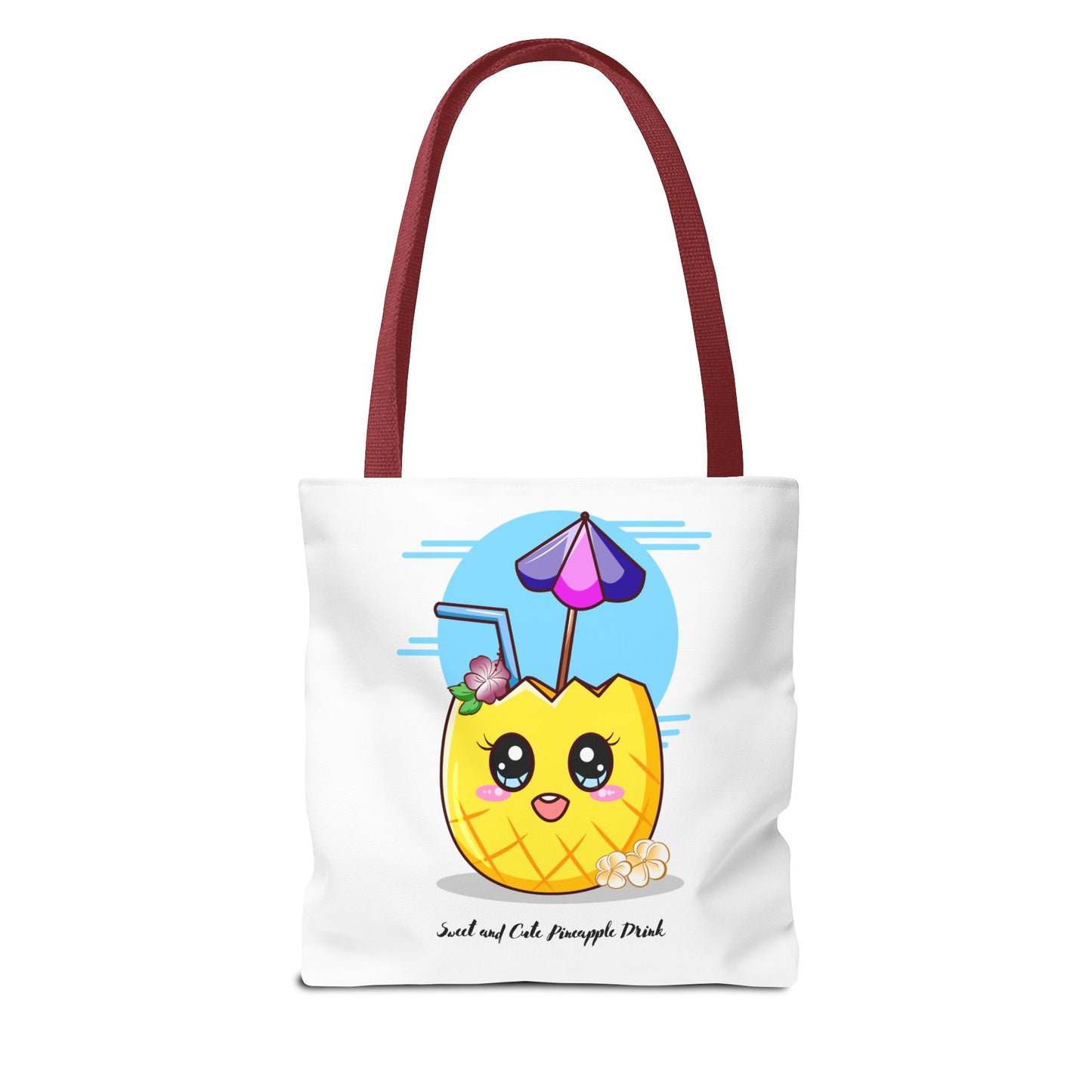 Pineapple Picnic Tote Bag — Cute Kawaii Tropical Drink Design