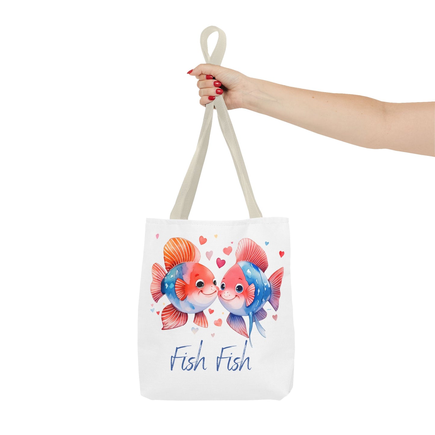Cute Fish Couple Tote Bag — 'Fish Fish' Romantic Sea Life Beach Shopper